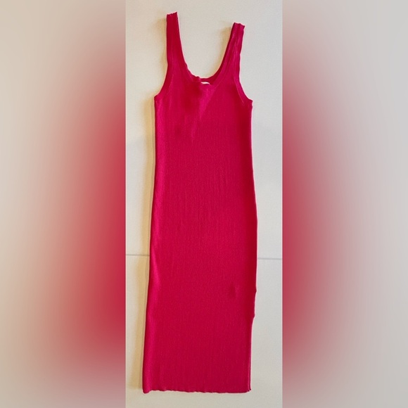THE DROP Sleeveless Long Bright Pink Ribbed Bodycon Dress Size Small NWT - Picture 3 of 12